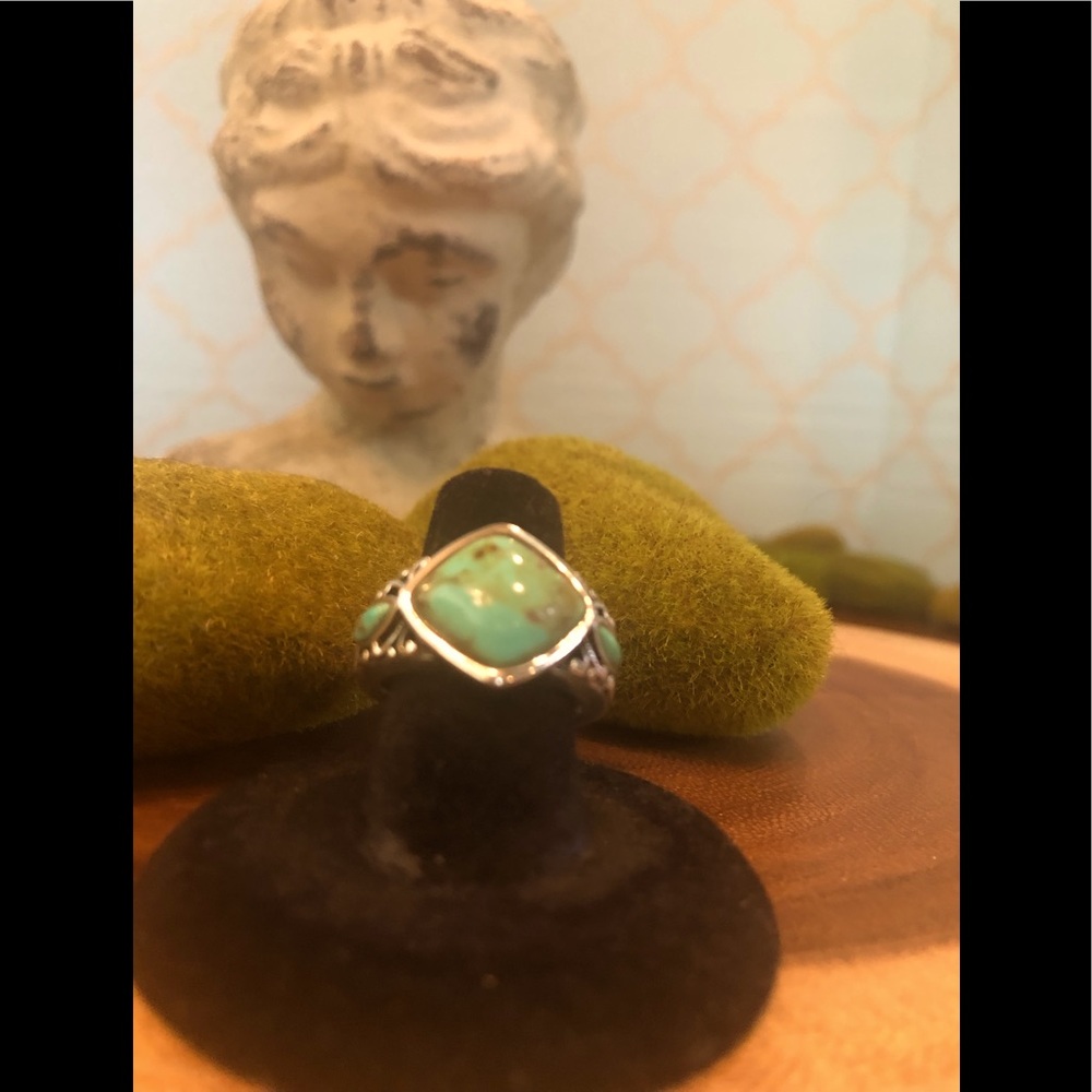 Turquoise and .925 Sterling Silver Artisan Created Ladies Sz 8 Ring